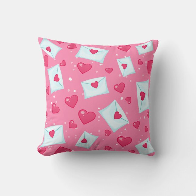 Coussin Red Hearts Love Letters Motif (Recto)