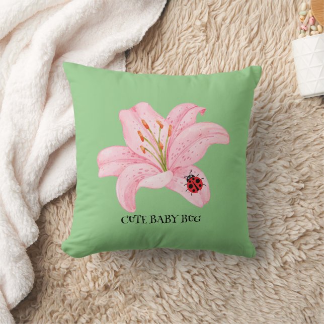 Coussin Red Ladybug rose Lily Flower nom personnalisé fill (Couverture)