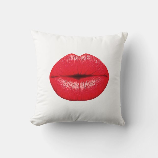 Coussin Red Lips rouge à lèvres baiser pop art punk (Recto)