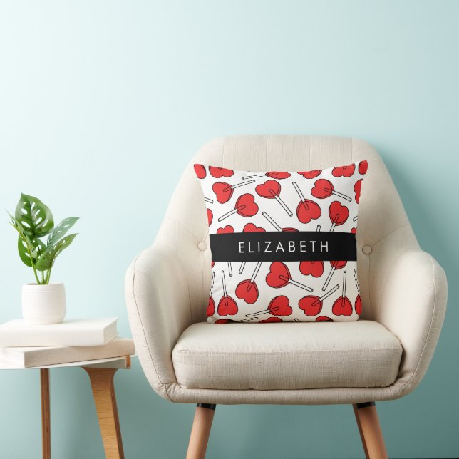 Coussin Red Lollipops, Heart Lollipops, Lolly, Your Name (Chaise)