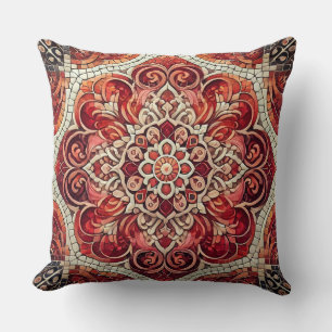 Coussin Red Mandala : Une mosaïque de passion et d'harmoni