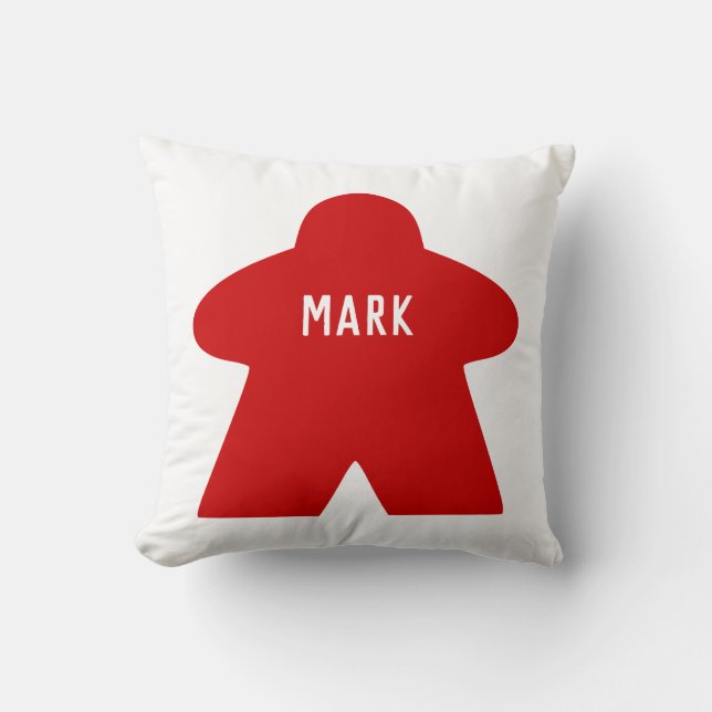 Coussin Red Meeple personnalisé | Unique et modèle (Recto)