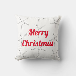 Coussin Red Merry Christmas White Starfish Cadeau Motif