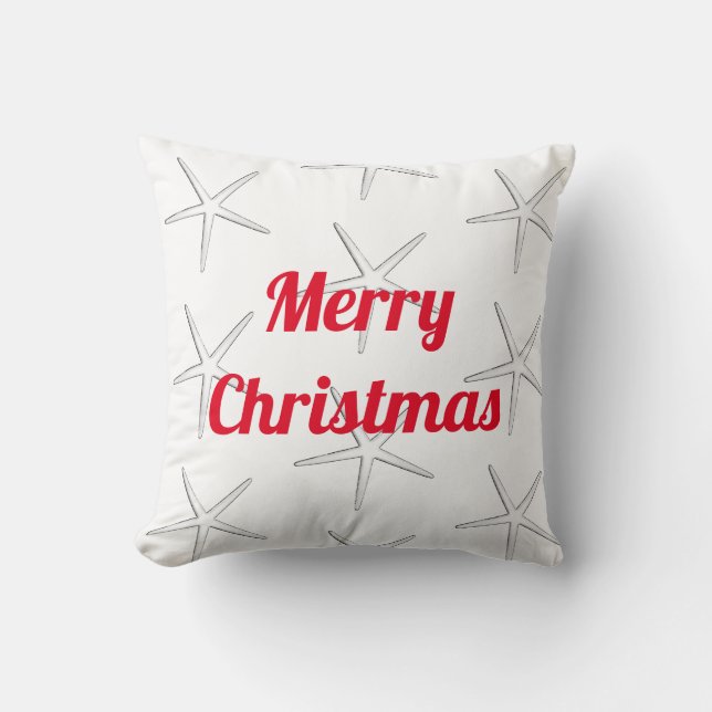 Coussin Red Merry Christmas White Starfish Cadeau Motif (Recto)
