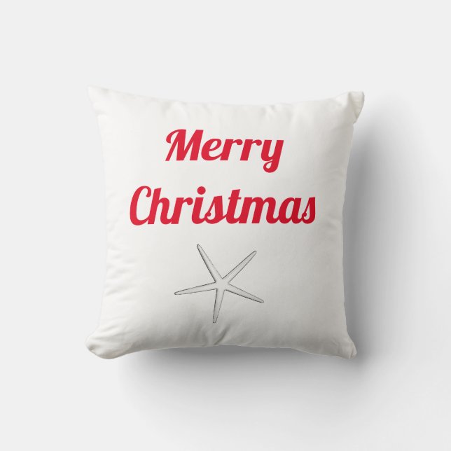 Coussin Red Merry Christmas White Starfish Cute Cadeau (Recto)