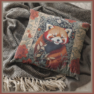 Coussin Red Panda Elegant William Morris Inspiré Floral