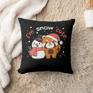 Coussin Red Panda I'm Snow Cute Snowman