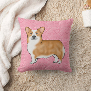 Coussin Red Pembroke Welsh Corgi Love Heart Motif rose