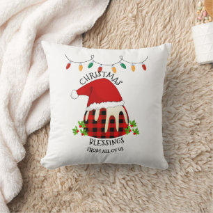 Coussin Red Plaid Buffalo Père Noël Christmas Pudding