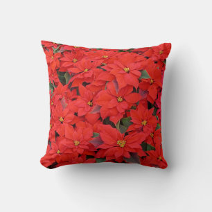 Coussin Red Poinsettias I Christmas Holiday Floral Photo