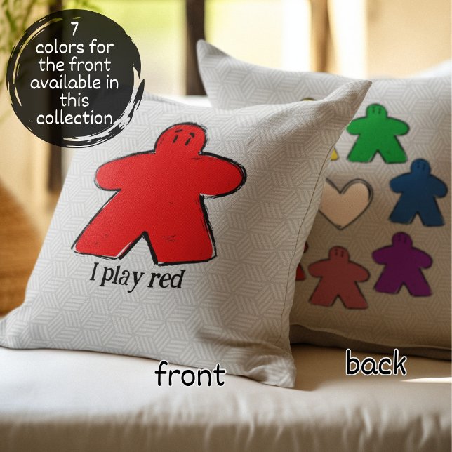 Coussin Red Rainbow Meeple Board Game Love (Créateur téléchargé)