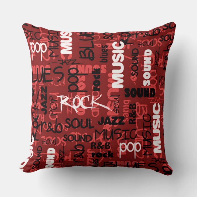 Coussin Red Rock Pop R & B Music Texte Lancer l'oreiller (Recto)