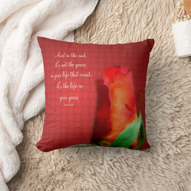 Coussin Red Rose Life Attitude Quote Inspirational  (Couverture)
