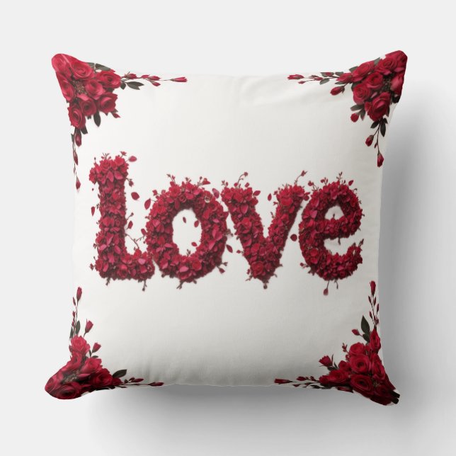 Coussin Red Rose LOVE Pillow Romantic Valentine's Day Gift (Recto)