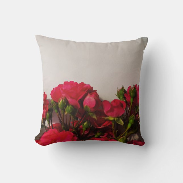 Coussin Red roses fresh buds blooming bright flowers flora (Recto)