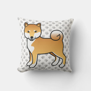 Coussin Red Shiba Inu mignonne caricature Chien & Pâtes