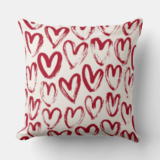 Coussin Red Sketch Hearts et Love Motif