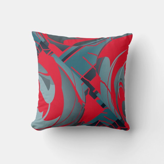 Coussin Red Slate Seafoam Lush Feuilles Art Abstrait Desig (Recto)