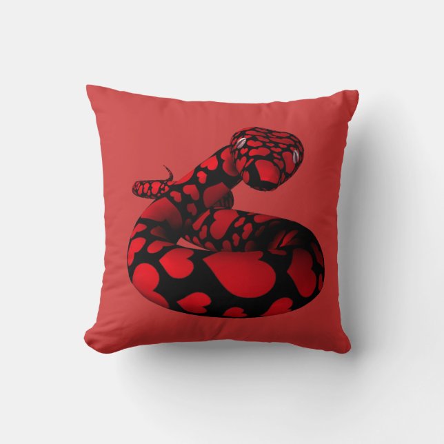 Coussin Red Snake with Hearts (Recto)