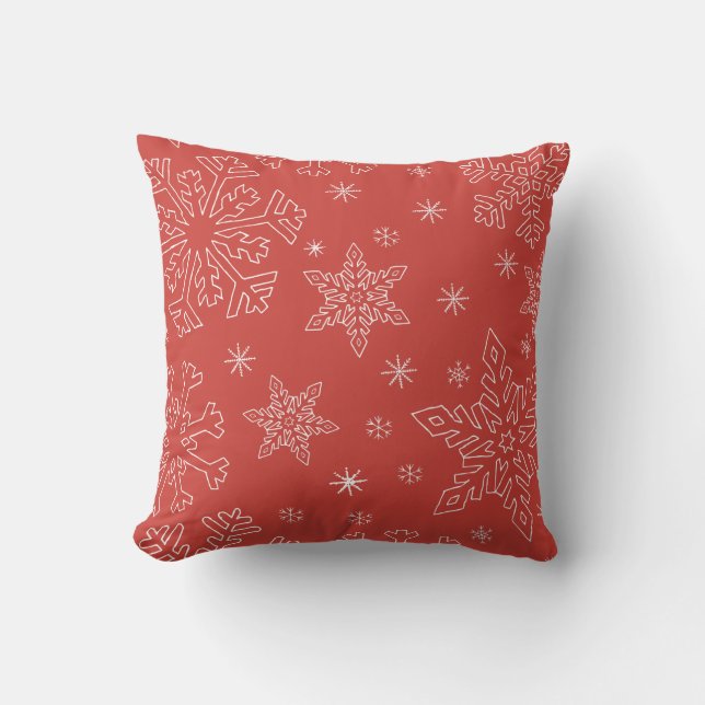 Coussin Red Snowflake Noël BG Snowflake Boarder (Recto)
