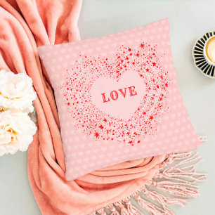 Coussin Red Sparkles Valentine Heart Text Love