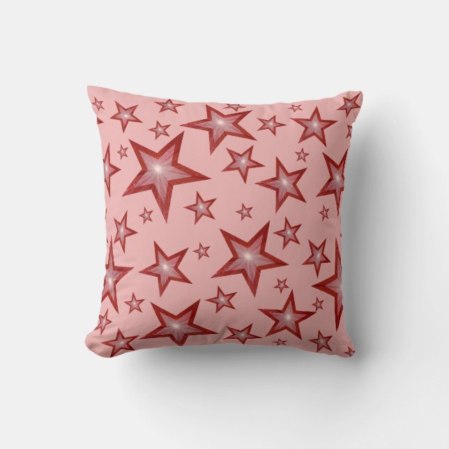 Coussin Red Stars 'Texte' carré rose pâle (Recto)