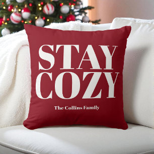 Coussin Red Stay Cosy Festigraphy White Nom de famille
