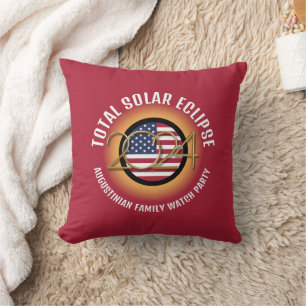 Coussin Red USA Patriotic 2024 TOTAL SOLAR ECLIPSE Famille
