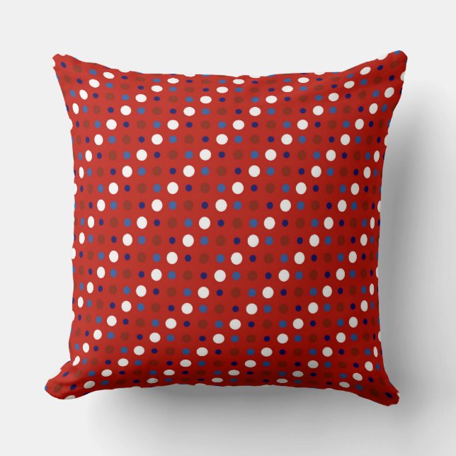 Coussin Red White and Blue Polka Dots (Recto)
