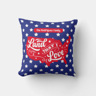 Coussin Red White & Blue Patriotic Stars USA 4 juillet Fun