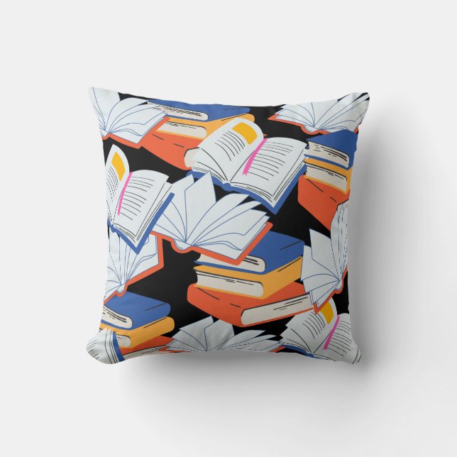 Coussin Red Yellow Blue Books Book Club Lecture (Recto)