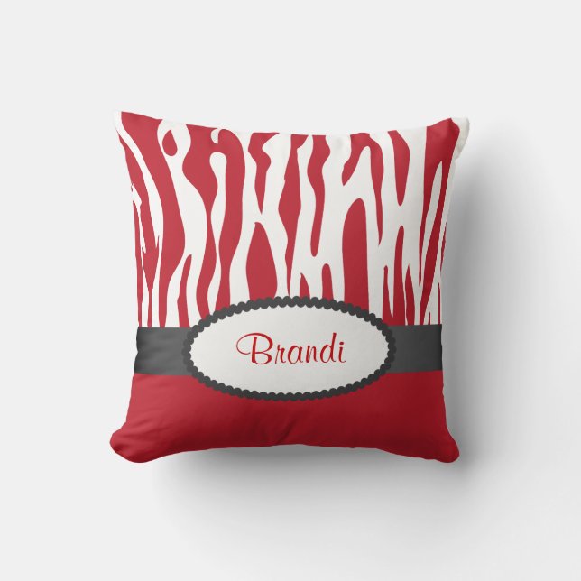 Coussin Red Zebra Print American MoJo Throw Pillow (Recto)