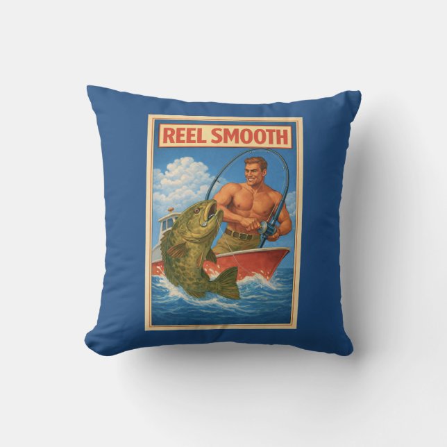 Coussin Reel Smooth Fisherman Retro Nautical Blue Fishing (Recto)