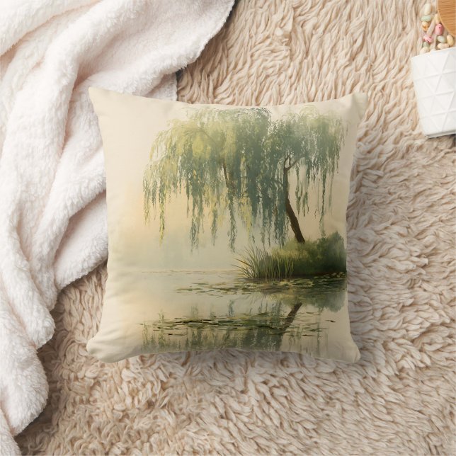 Coussin Reflet d'arbre de saule serein Art de la nature (1 (Couverture)