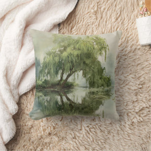 Coussin Reflet d'arbre de saule serein Art de la nature (5