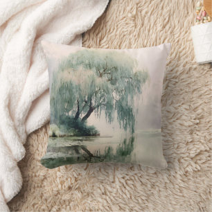 Coussin Reflet d'arbre de saule serein Art de la nature (7