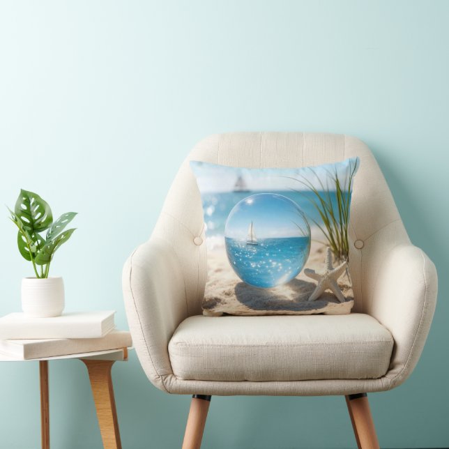 Coussin Reflet de l'océan dans une boule de lentille (Chaise)