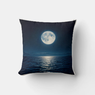 Coussin Reflet d'eau de pleine lune Lumière de lune abstra