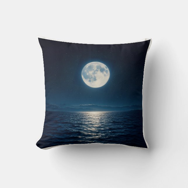 Coussin Reflet d'eau de pleine lune Lumière de lune abstra (Recto)