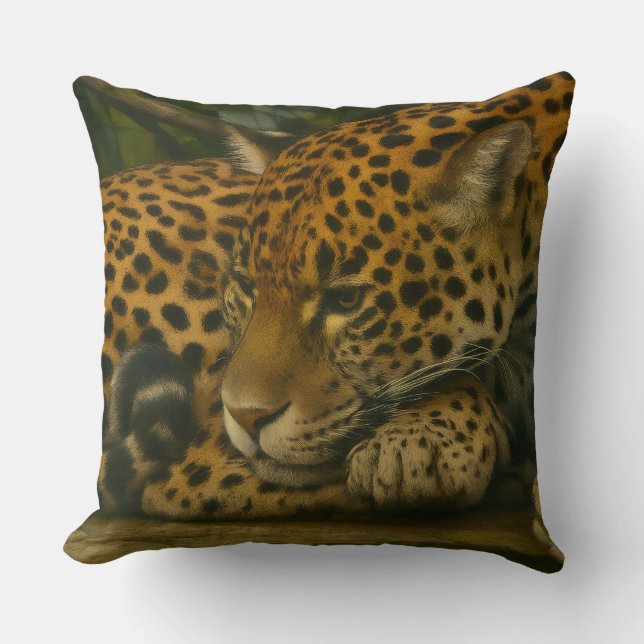 Coussin Reflet Jaguar - Serene Wildlife Art Print (Recto)