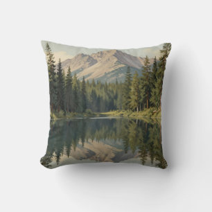 Coussin Reflet majestueux du lac de montagne