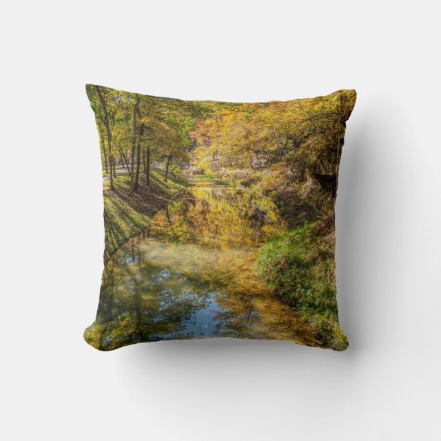 Coussin Réflexions d'automne du ruisseau Verticale (Recto)