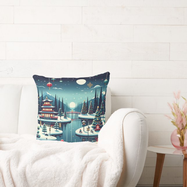 Coussin Réflexions de Yuletide dans l'est (Canapé)