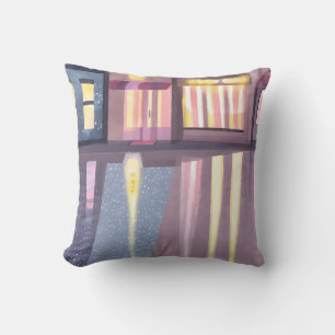 Coussin Réflexions pluvieuses Aquarelle contemporaine Lo