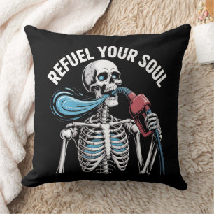 Coussin Refuel Your Soul Skeleton Art