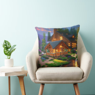 Coussin Refuge de cabane en rondins
