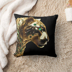 Coussin Regal Grace : Le Jaguar d'or orné d'émeraudes