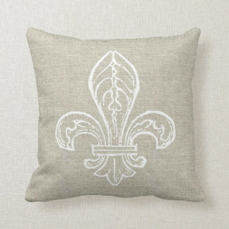 Coussin Regard de toile avec White Fleur de Lis Pillow