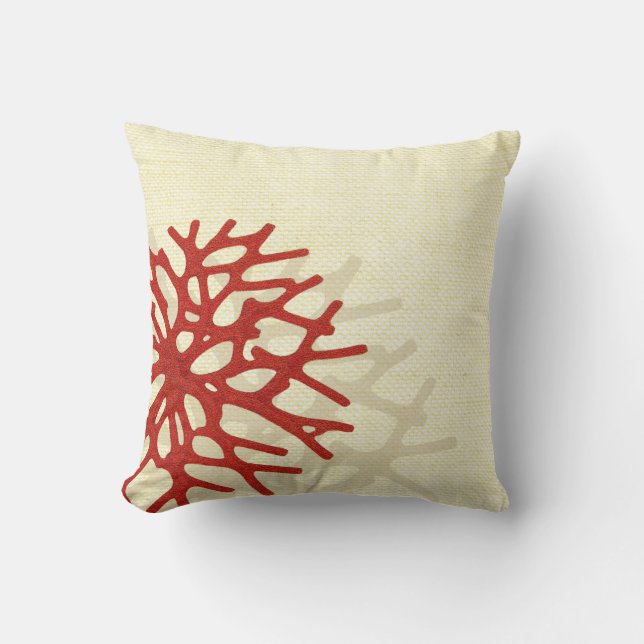 Coussin Regard de toile de plage de corail (Recto)
