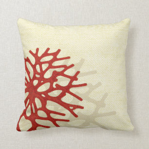 Coussin Regard de toile de plage de corail